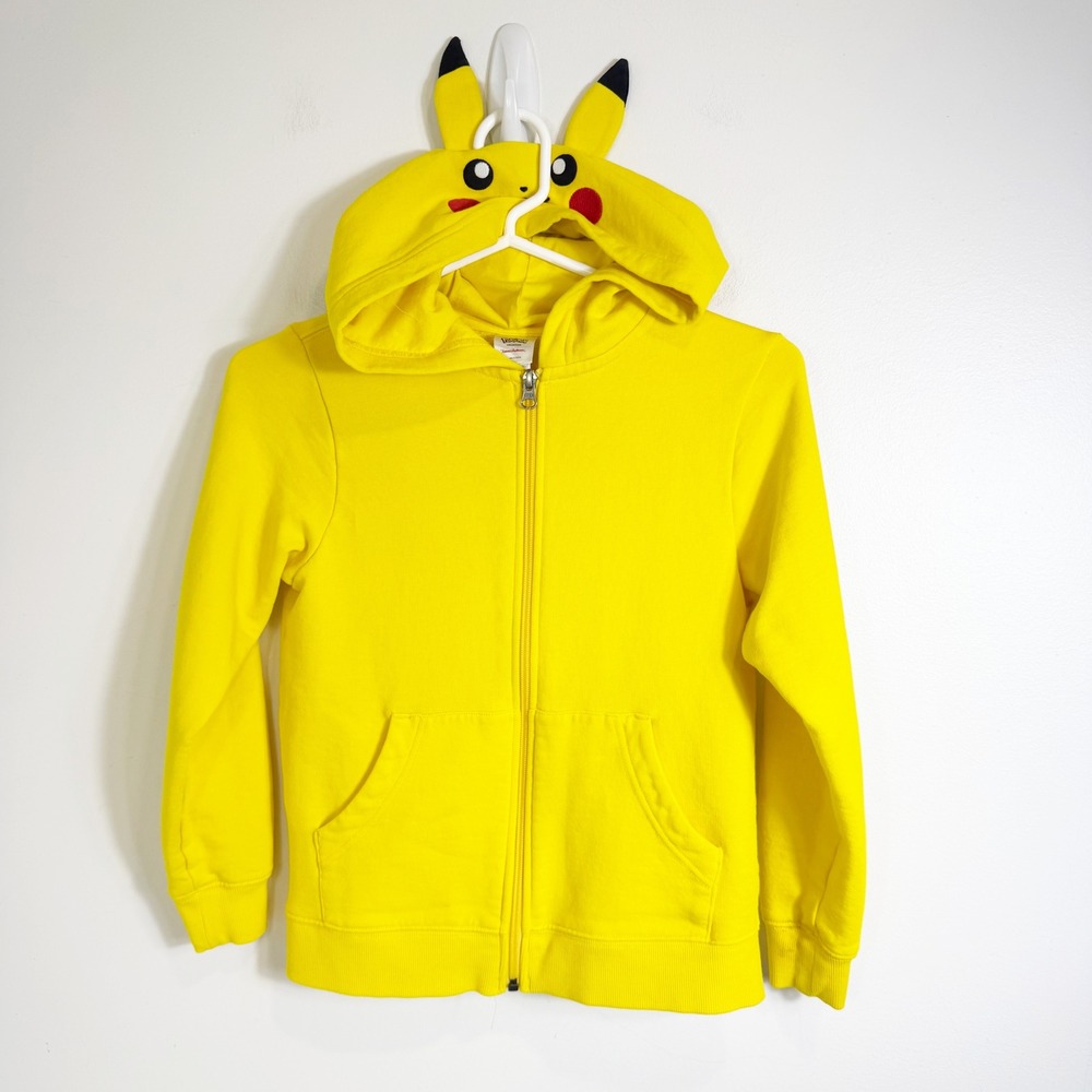 Hanna Andersson Pokemon Hoodie Kids Size 8 Yellow Pikachu Zip Up 3D Ears